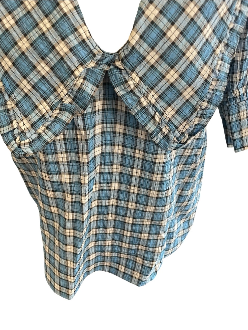 GANNI Seersucker Plaid Collar Blouse - Picture 5 of 15